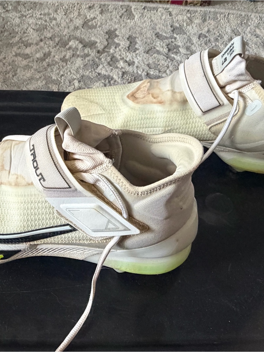 Mike Trout Nike Performance Training Cleats in Cream with Black Logo